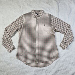 Ralph Lauren Custom Fit Brown Green Plaid Button Down Shirt